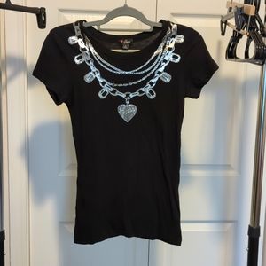 Black top with silver chain design